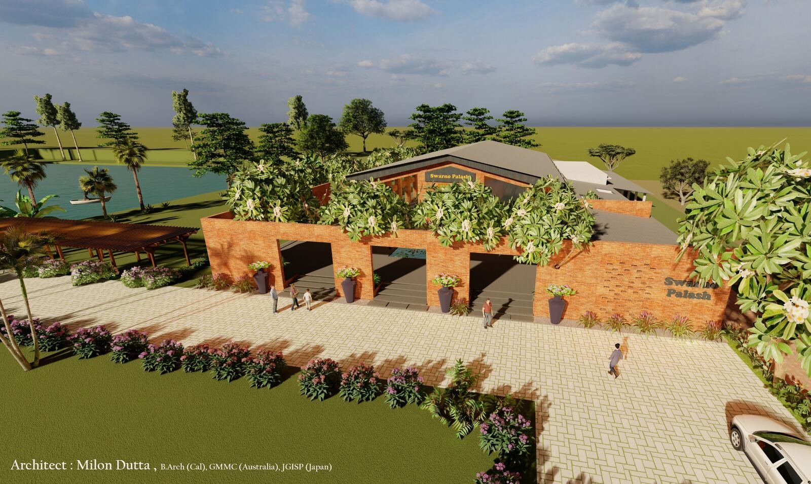 Aerial angled view of the venue and grounds